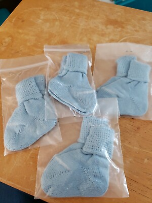 #ad 4 pair BLUE Basic Anklet Bobby Socks Doll Clothes For 3quot; heal to toe
