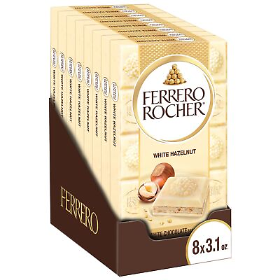 #ad Premium Chocolate Bars 8 Pack White Chocolate Hazelnut 3.1 oz Each
