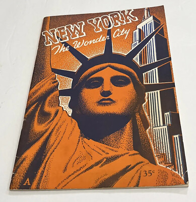 #ad 1940#x27;s New York The Wonder City Souvenir Book Pictorial Perspective Art Deco MCM