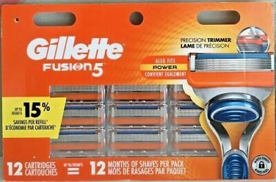 #ad Gillette Fusion 5 Razor Blade Refills 12 Cartridges Factory Sealed BRAND NEW