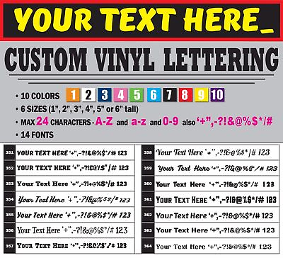 #ad Lettering Custom Vinyl Letter Text Personalized 1quot; to 6quot; tall vinyl sticker