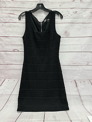 #ad Guess Black Stretch Lace Women’s MIDI Dress Size 14 Back Zipper Stretch