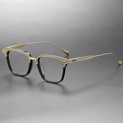 #ad Titanium Eyeglass Frame Men 52MM Square Fashion Glasses Frame Demo Lens K