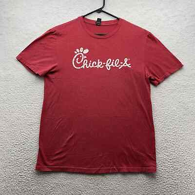 #ad Chik Fil A T Shirt Adult Unisex Medium Employee Team Member Red Distressed Logo