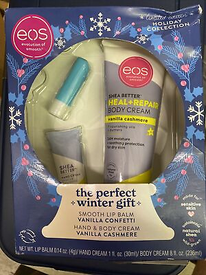 #ad NEW eos Limited Edition Holiday Gift Set Vanilla Cashmere amp; Vanilla Confetti 3pc