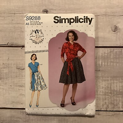 #ad Simplicity 9288 Sewing Pattern Wrap Top Flared Skirt Misses Sizes 6 14 UNCUT