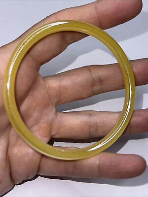 #ad Bangle Glass Bracelet Yellow Iridescent Stackable 7 in