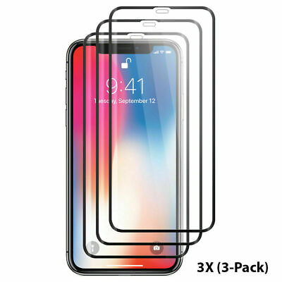 #ad 3 X Full Cover 5D Tempered Glass Screen Protector For Apple Iphone X XS XR Edge