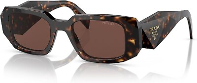#ad Prada PR 17WS 2AU03U Tortoise Plastic Rectangle Sunglasses Brown Mirror Lens