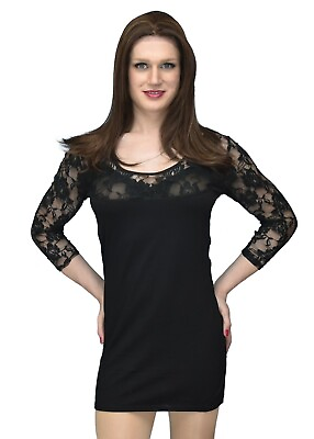 #ad SEXY LITTLE BLACK DRESS Lace Top Crossdresser CD Dress for Men Women Drag