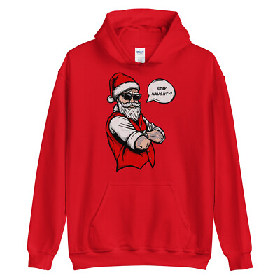 #ad Stay Naughty Santa Claus with Sunglasses Hoodie Christmas Holiday Sweatshirts