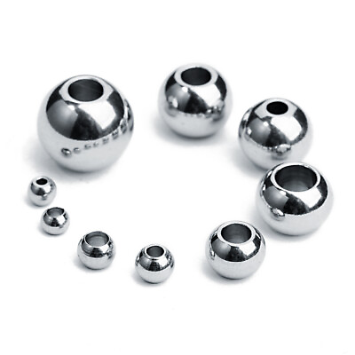 #ad 50pcs lot 3mm 4mm 6mm 8mm 10mm Silver Stainless Steel Round Metal Spacer Beads