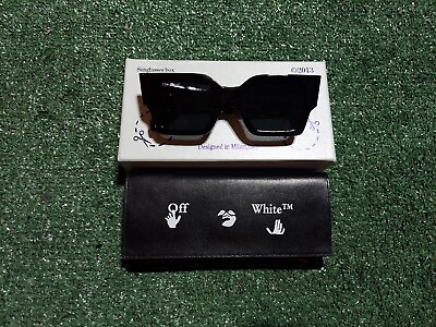 #ad Off White Black on white Logo Sunglasses With Box