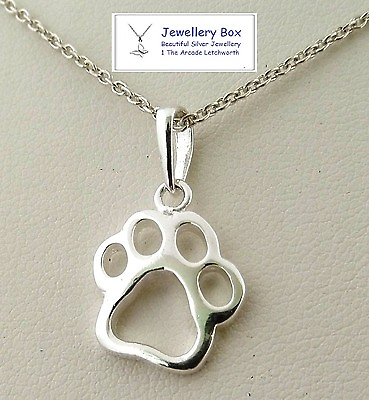 #ad 925 Sterling Silver Paw Print Pendant with NO CHAIN Necklace