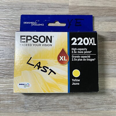 #ad Epson 220 XL High Capacity Printer Ink Cartridge Yellow T220XL420 Expired 4 2022