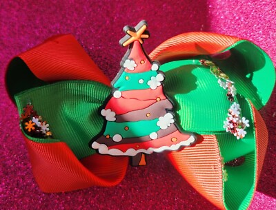 #ad Bows with Christmas Tree Snowflake Santa Claus Socks Hair Accessories...