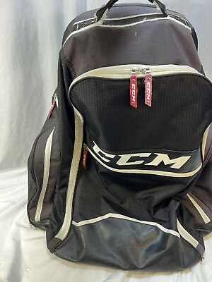 #ad CCM 390 Rolling Backpack Hockey Bag Black Wheels Handle XL Pockets See Pics