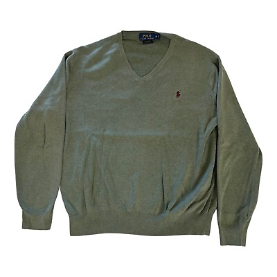 #ad Polo Ralph Lauren Men#x27;s Green V Neck Sweater Pima Cotton Size Medium