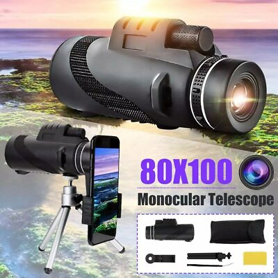 #ad Day Night Vision 80x100 Zoom HD Monocular Telescope BAK4 Waterproof Tripodamp;Clip
