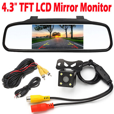 #ad Car IR Night Vision HD Rear View Reversing Reverse Camera 4.3quot; Mirror Monitor