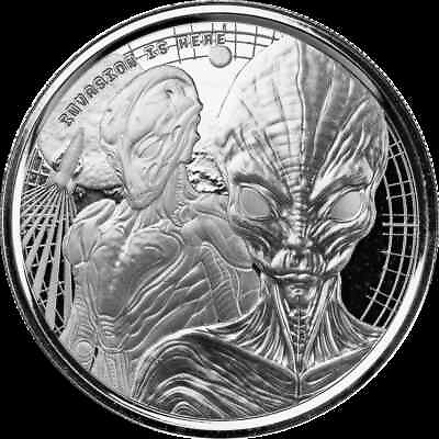 #ad 2023 Ghana Alien 1 oz Silver Coin In Capsule