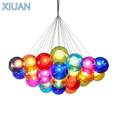 #ad 2022 Creative Blown Glass Chandelier Light Clear Colorful Pendant Hanging Lamp