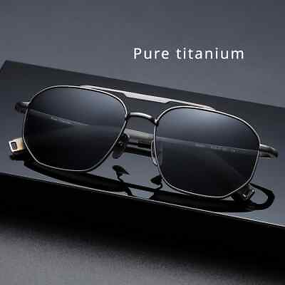 #ad Pure Titanium Polarized Sunglasses Square Frame UV Resistant Minimalist for Men