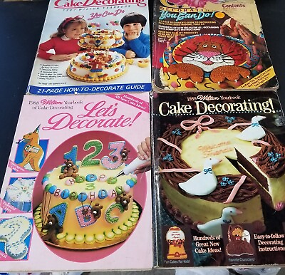 #ad 1981 1987 1988 1989 Wilton Cake Decorating Yearbook How to Guide Directions Idea