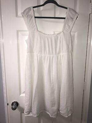 #ad White Summer Dress with Open Back and Pockets Size XL $12.00