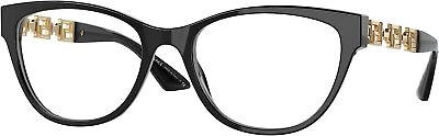 #ad Versace VE 3292 GB1 Black Plastic Oval Eyeglasses 54mm