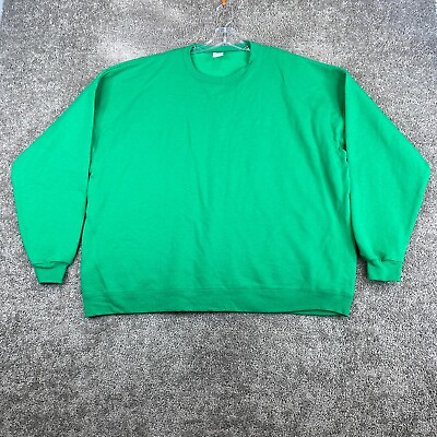 #ad Hanes Pullover Knit Sweatshirt Men#x27;s Size 4XL Green Crew Neck Long Sleeve $15.16