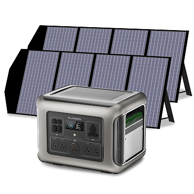 #ad ALLPOWERS 2500W LiFePO4 Portable Power RV Generator with 2X Solar Panel 18V 140W