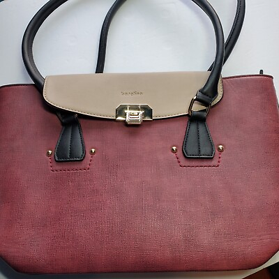 #ad Bosalina Red Burgundy Womens Hand Bag Purse Exterior Interior Zipper Pockets Zip