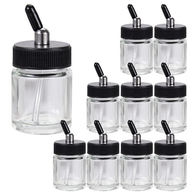 #ad OPHIR 10X 22CC Dual Action Airbrush Glass Bottle Jars with Rubber Caps