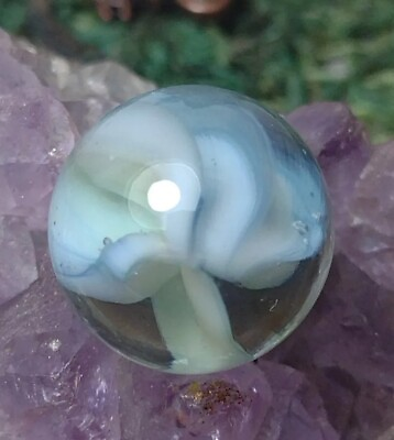 #ad Majestic Blue amp; Green Hybrid NM VITRO Agate Glass Cateye Vintage Marbles .62quot;
