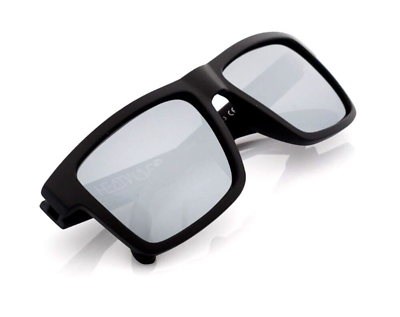 #ad NEW Square Sunglasses Matte Black Frame Silver Mirror Lens Z80 Protection