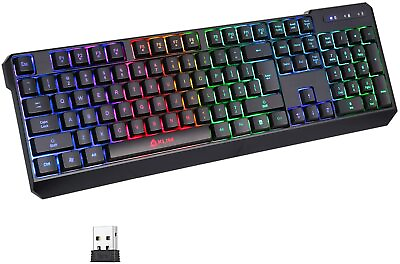 #ad KLIM Chroma Rechargeable Wireless RGB Gaming Keyboard for PC PS4 Xbox One Mac
