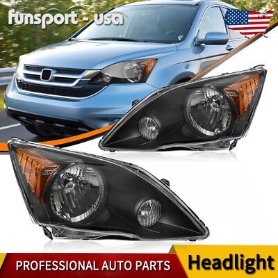 #ad For 2007 2011 Honda CR V CRV Headlights 07 11 Replacement Headlamps Black Amber