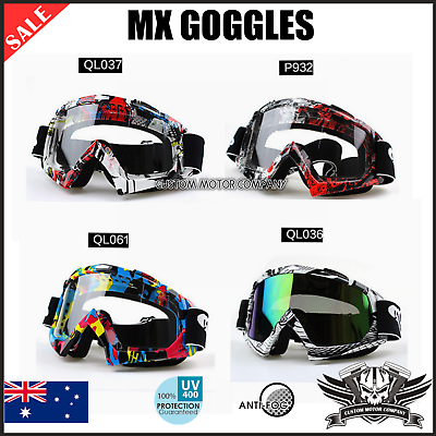 #ad Tinted motocross motorbike goggles anti fog UV protection MX dirt PIT trail bike