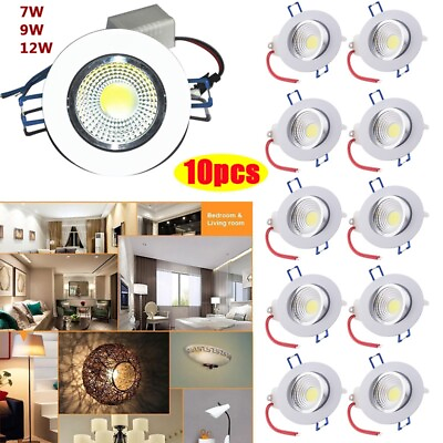 #ad 10 20PC 7W 9W 12W Dimmable COB LED Downlight Recessed Ceiling Light 110V US $37.99