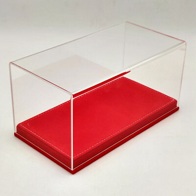 #ad Acrylic Case Models Display Box Transparent Dustproof Flannel Bottom Red 23cm