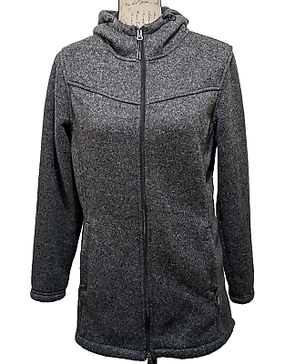 #ad Stoic Womens Full Zip Hoodie Poly Outer Knit Inside Fleece Medium Charcoal Gray