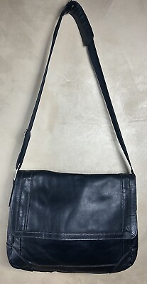 #ad Wilsons Leather Black Messenger Laptop Crossbody Tote Bag Briefcase