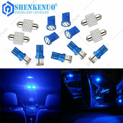 #ad 13PCS Blue Led Lights Interior Package Kit For Dome License Plate Lamp Bulbs