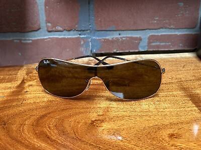 #ad Ray Ban Vintage Shield Aviator Sunglasses RB3211 001 73 SMALL LENS’ SCRATCHED