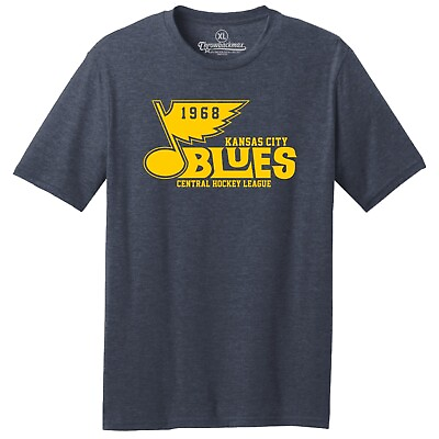 #ad Kansas City Blues 1968 CHL Hockey TRI BLEND Tee Shirt St. Louis Blues