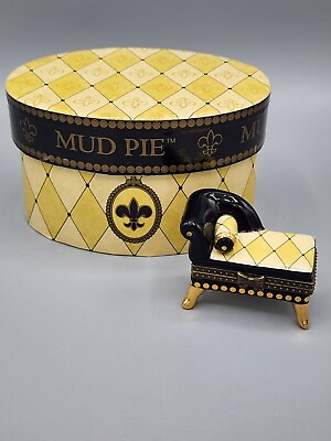 #ad Mud Pie Porcelain Hinged Trinket Box Tuscany Series Chaise Lounge