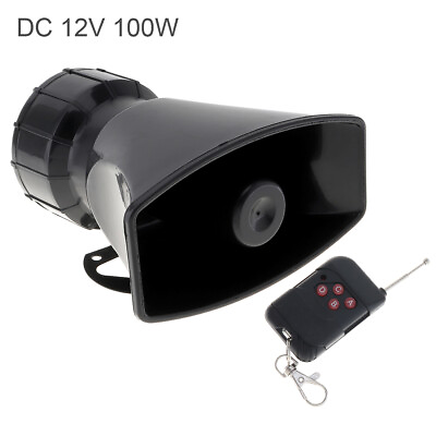 #ad 100W 12V 7 Sound Car Warning Alarm Siren Horn Megaphone with Mic Speaker Remote