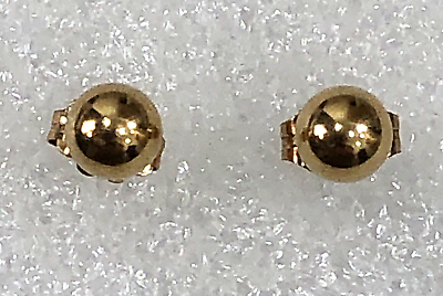 #ad 14K Gold Earrings Ball Stud Round Mini