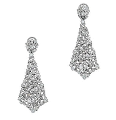 #ad Multi Shaped Cut White Cubic Zirconia Women#x27;s Chandelier Earrings In 935 Silver